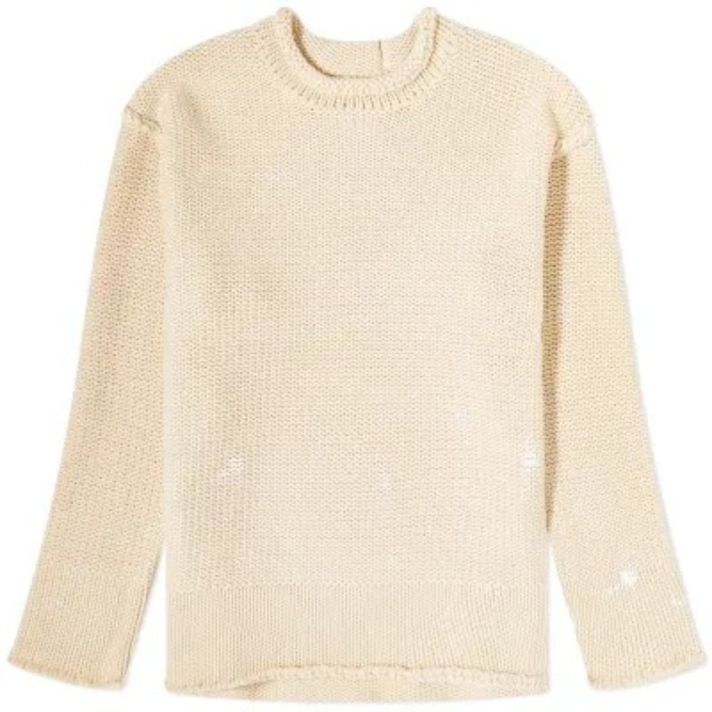 R13 Boxy Sweater Natural With Paint Splatter- SIZE L TAGS ATTACHED